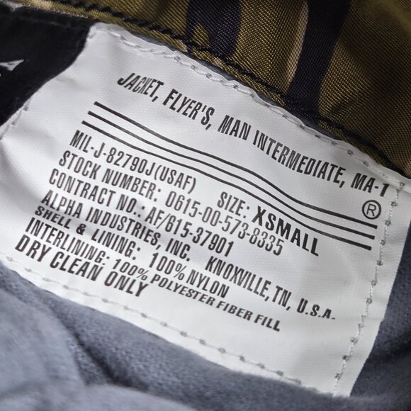 Alpha Industries Bomber Jacket Mens XS Tiger Stripe Camo Reversible Aviator - Picture 8 of 11